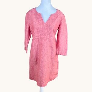 Boden Linen Dress V-Neck Red Orange (8)